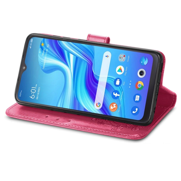 For TCL 4X 5G Four-leaf Clasp Embossed Buckle Leather Phone Case