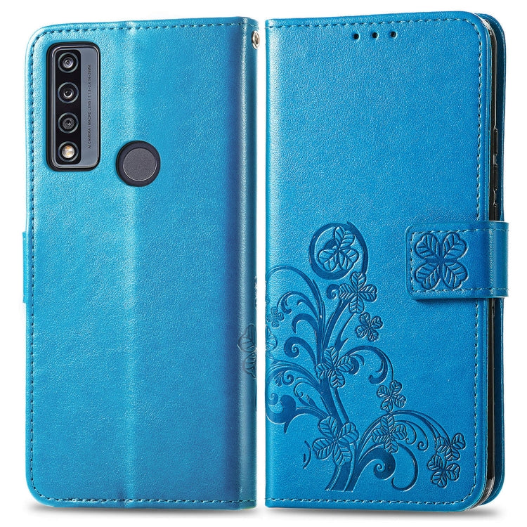 For TCL 4X 5G Four-leaf Clasp Embossed Buckle Leather Phone Case
