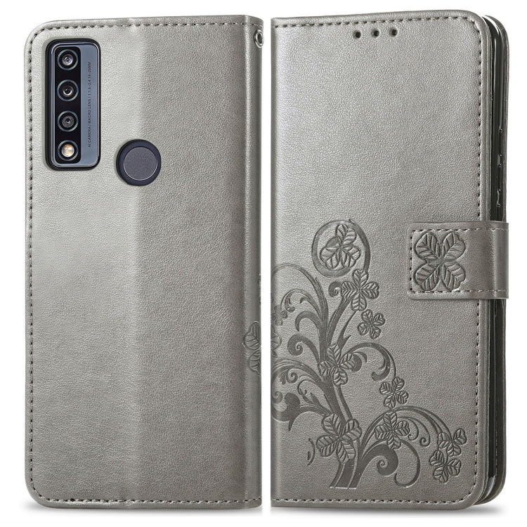 For TCL 4X 5G Four-leaf Clasp Embossed Buckle Leather Phone Case