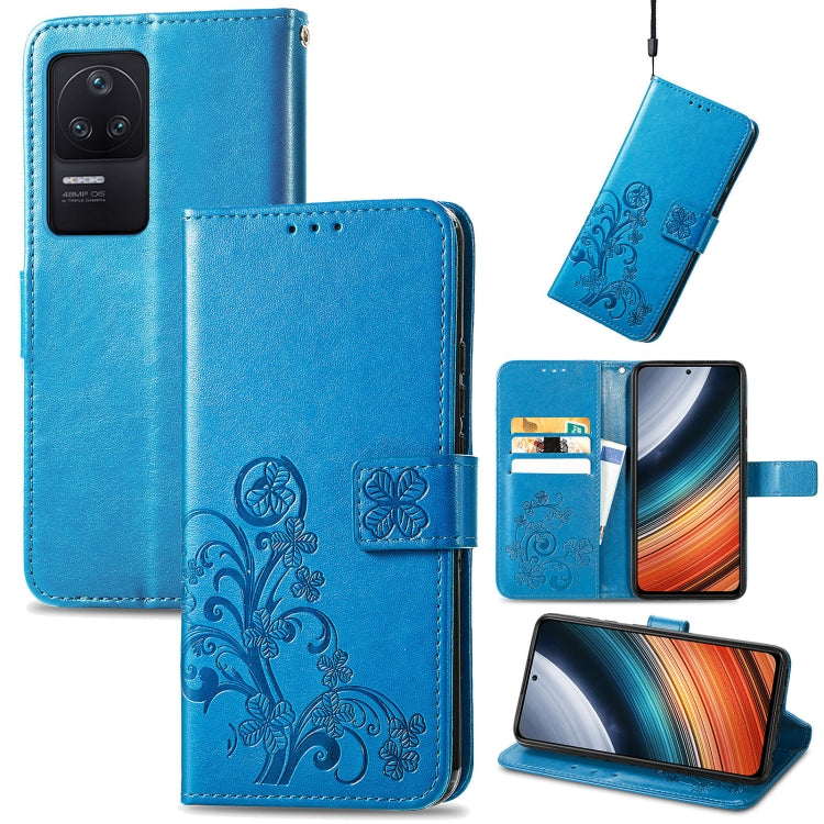 For Xiaomi Redmi K40S Four-leaf Clasp Embossed Buckle Leather Phone Case