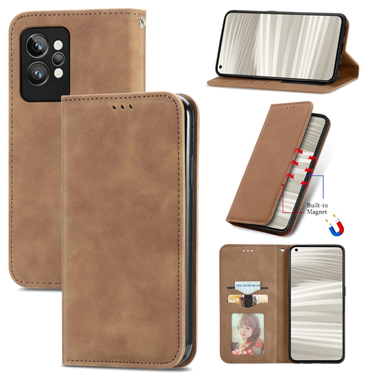 For OPPO Realme GT2 Pro Retro Skin Feel Magnetic Leather Phone Case