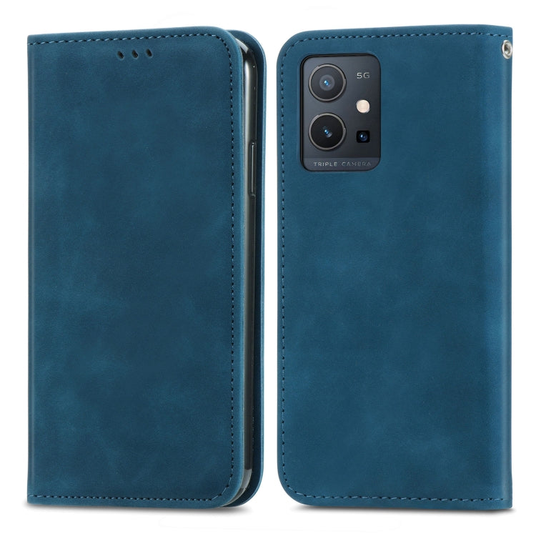 For vivo Y55 5G Retro Skin Feel Magnetic Leather Phone Case