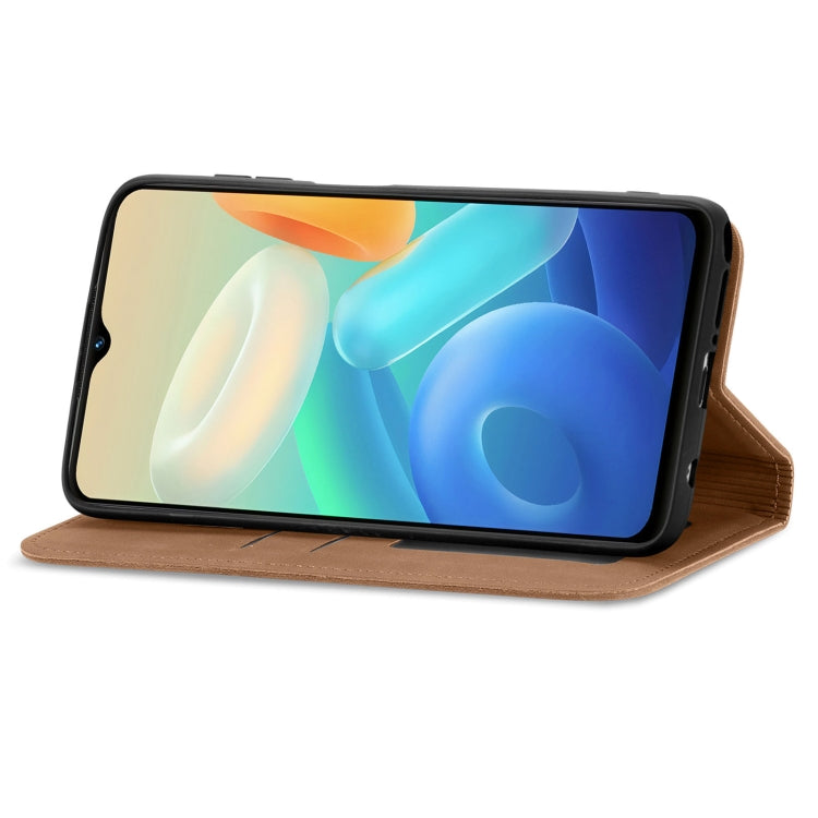 For vivo Y55 5G Retro Skin Feel Magnetic Leather Phone Case