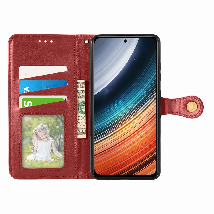 For Xiaomi Redmi K40S Retro Solid Color Buckle Leather Phone Case