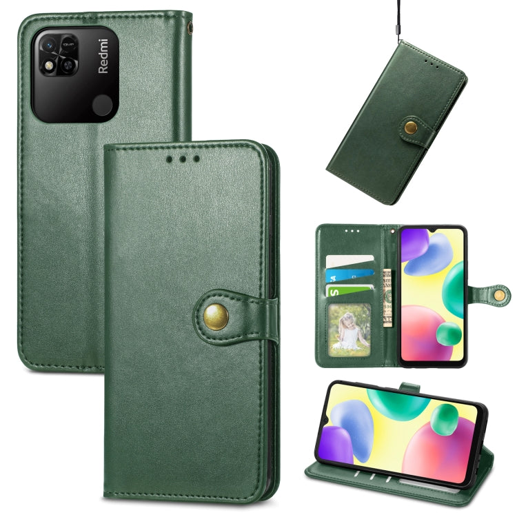 For Xiaomi Redmi 10A Retro Solid Color Buckle Leather Phone Case
