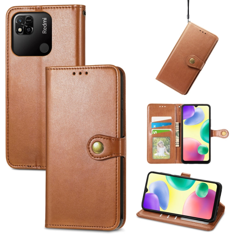 For Xiaomi Redmi 10A Retro Solid Color Buckle Leather Phone Case