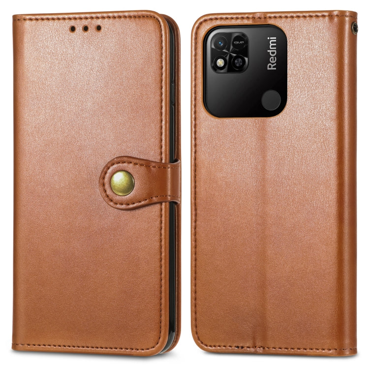 For Xiaomi Redmi 10A Retro Solid Color Buckle Leather Phone Case