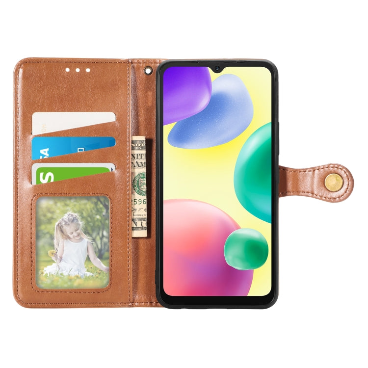 For Xiaomi Redmi 10A Retro Solid Color Buckle Leather Phone Case