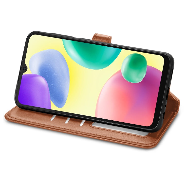 For Xiaomi Redmi 10A Retro Solid Color Buckle Leather Phone Case