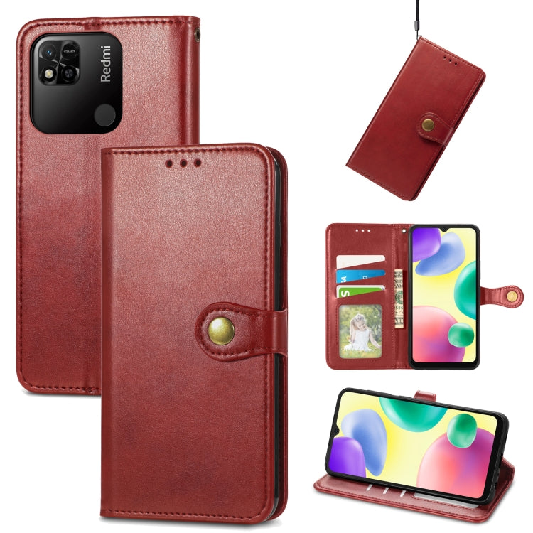 For Xiaomi Redmi 10A Retro Solid Color Buckle Leather Phone Case