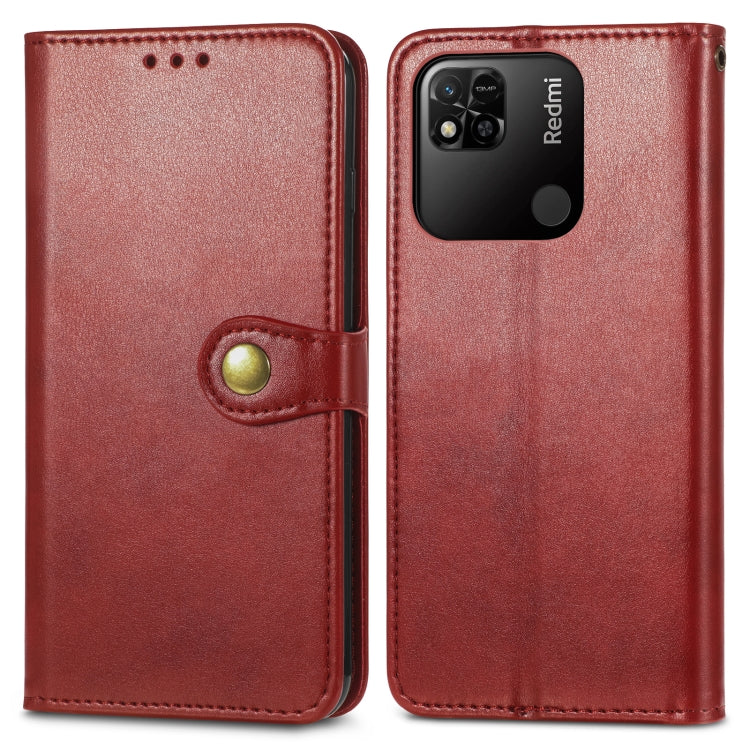 For Xiaomi Redmi 10A Retro Solid Color Buckle Leather Phone Case