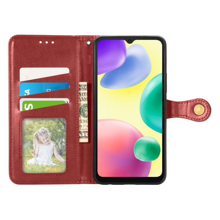 For Xiaomi Redmi 10A Retro Solid Color Buckle Leather Phone Case