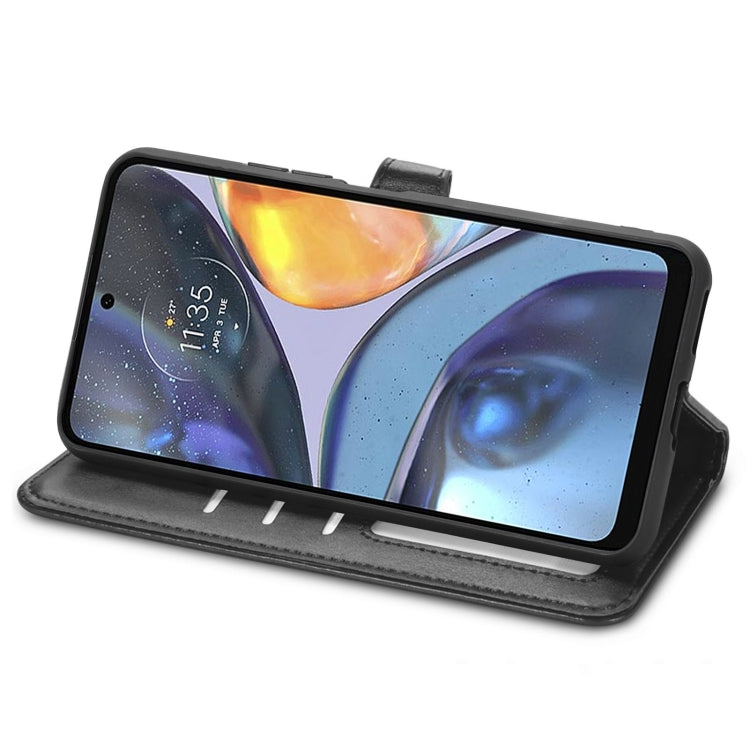 For Motorola Moto G22 Retro Solid Color Buckle Leather Phone Case