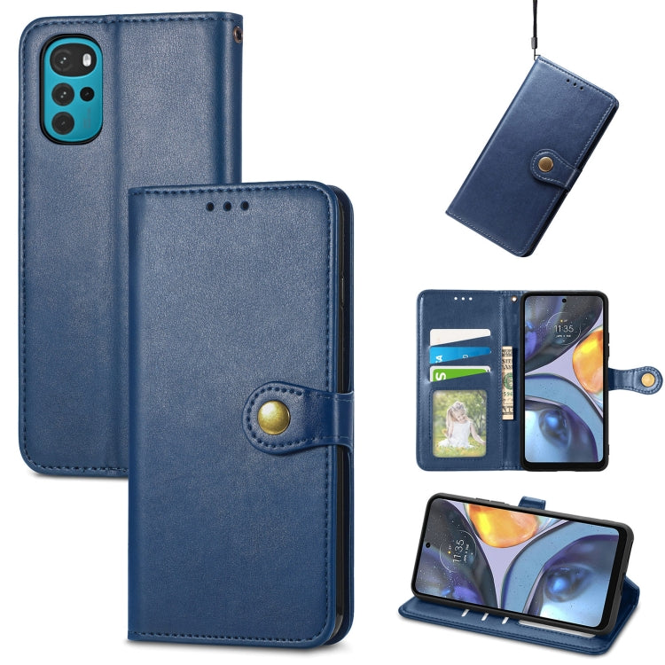 For Motorola Moto G22 Retro Solid Color Buckle Leather Phone Case