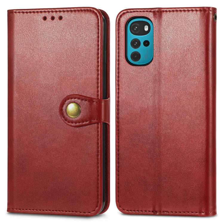 For Motorola Moto G22 Retro Solid Color Buckle Leather Phone Case