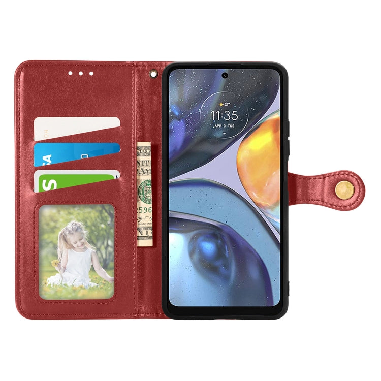 For Motorola Moto G22 Retro Solid Color Buckle Leather Phone Case
