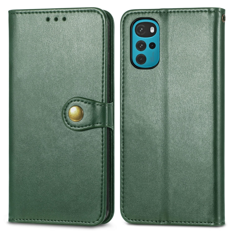For Motorola Moto G22 Retro Solid Color Buckle Leather Phone Case