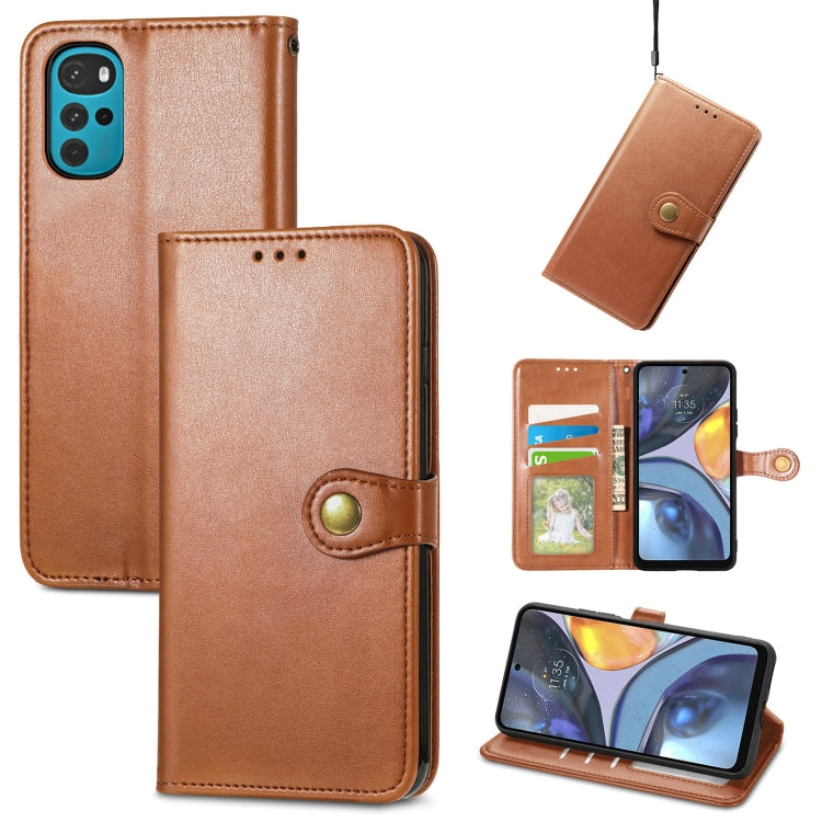 For Motorola Moto G22 Retro Solid Color Buckle Leather Phone Case