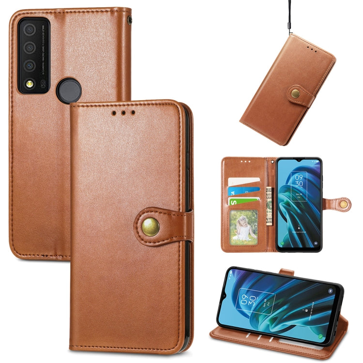 For TCL 30 XE 5G Retro Solid Color Buckle Leather Phone Case