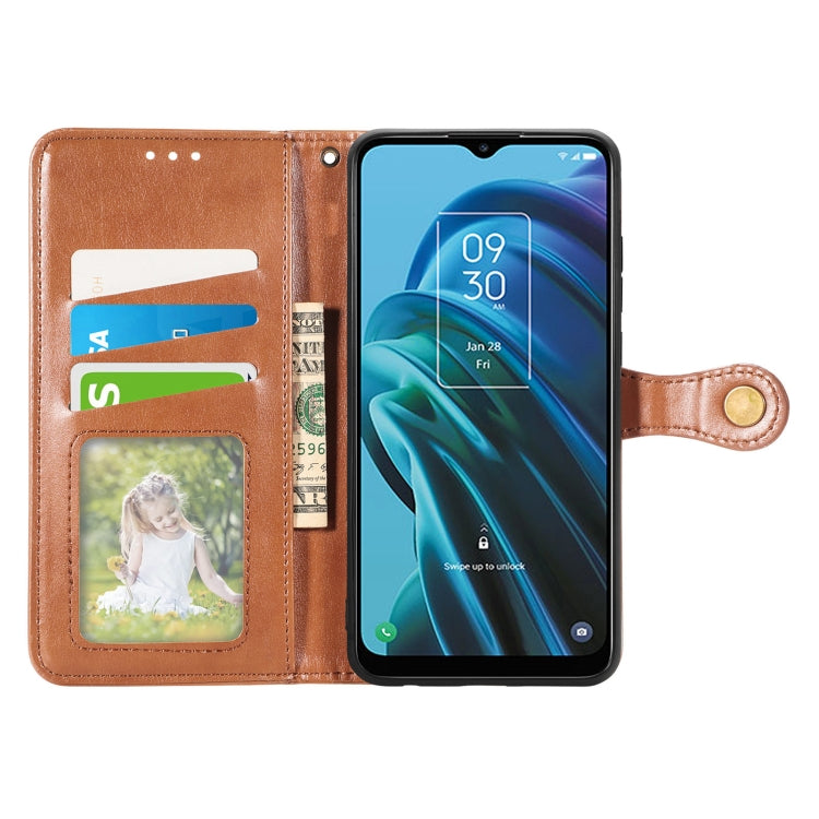 For TCL 30 XE 5G Retro Solid Color Buckle Leather Phone Case
