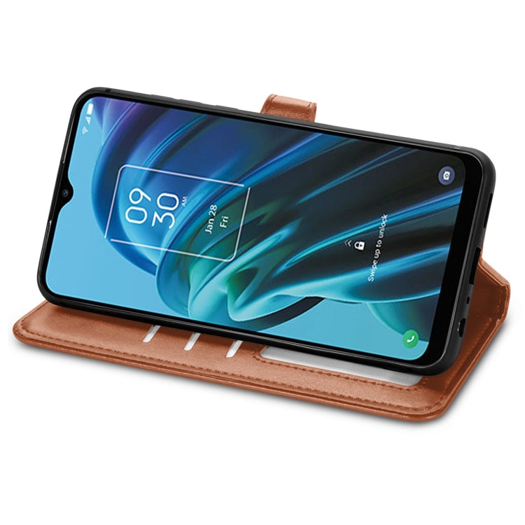 For TCL 30 XE 5G Retro Solid Color Buckle Leather Phone Case