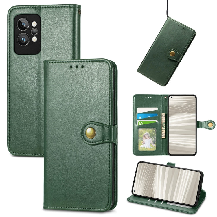 For OPPO Realme GT2 Pro Retro Solid Color Buckle Leather Phone Case