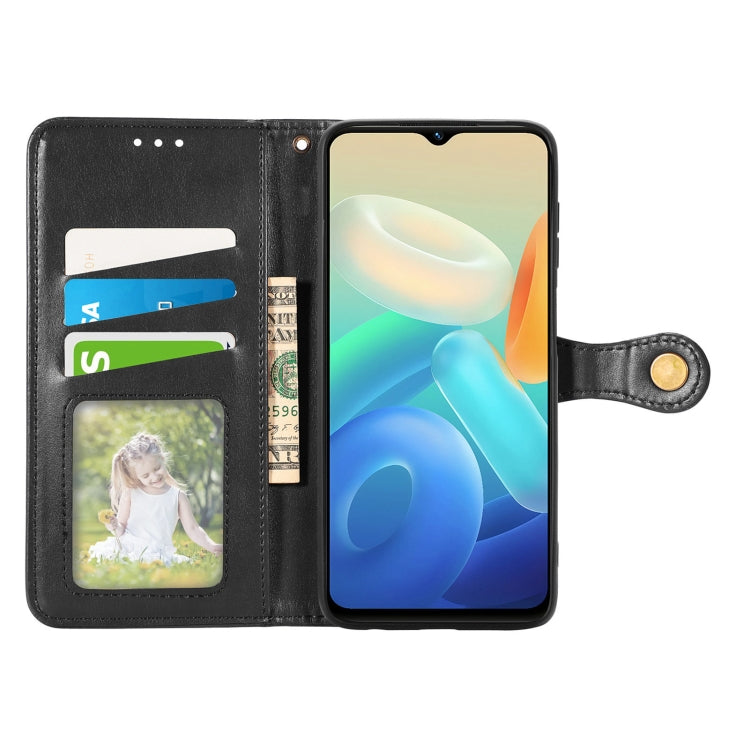 For vivo Y55 5G Retro Solid Color Buckle Leather Phone Case