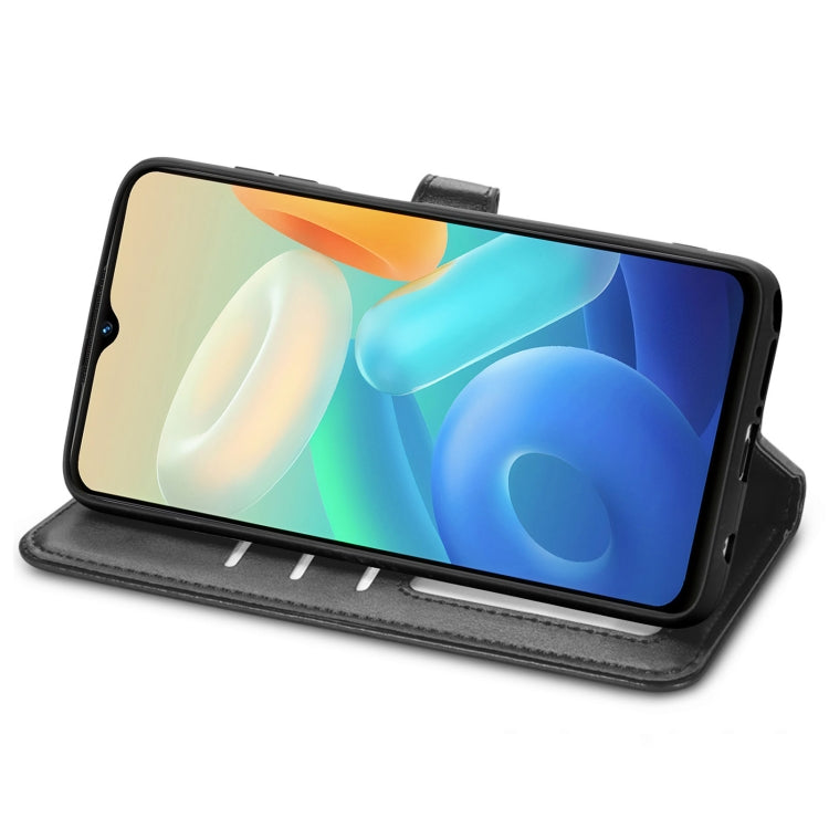 For vivo Y55 5G Retro Solid Color Buckle Leather Phone Case