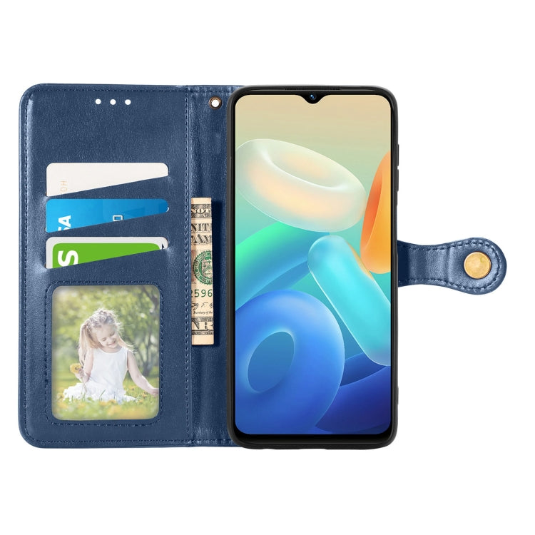 For vivo Y55 5G Retro Solid Color Buckle Leather Phone Case
