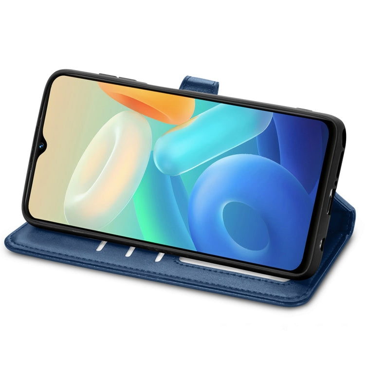 For vivo Y55 5G Retro Solid Color Buckle Leather Phone Case