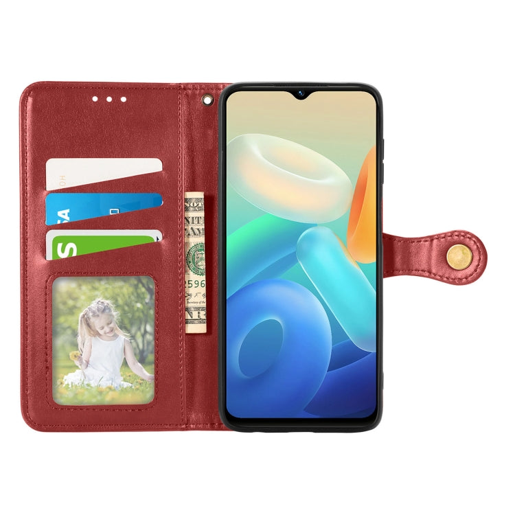 For vivo Y55 5G Retro Solid Color Buckle Leather Phone Case