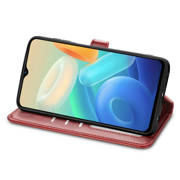 For vivo Y55 5G Retro Solid Color Buckle Leather Phone Case