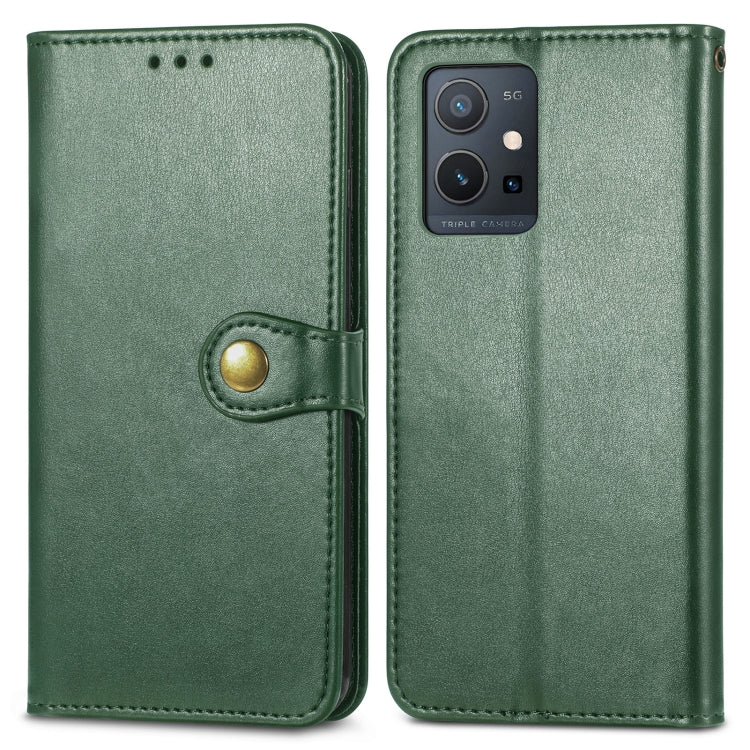 For vivo Y55 5G Retro Solid Color Buckle Leather Phone Case