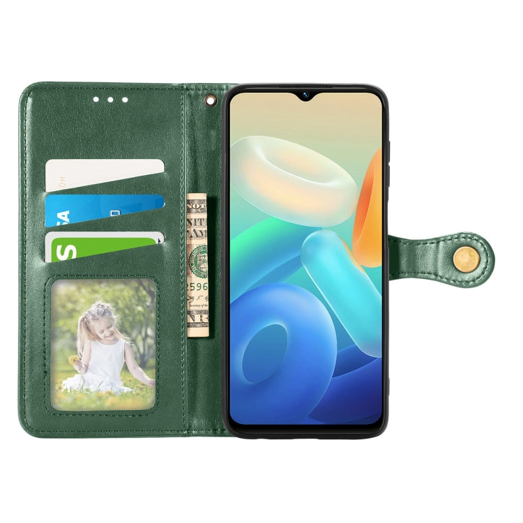 For vivo Y55 5G Retro Solid Color Buckle Leather Phone Case