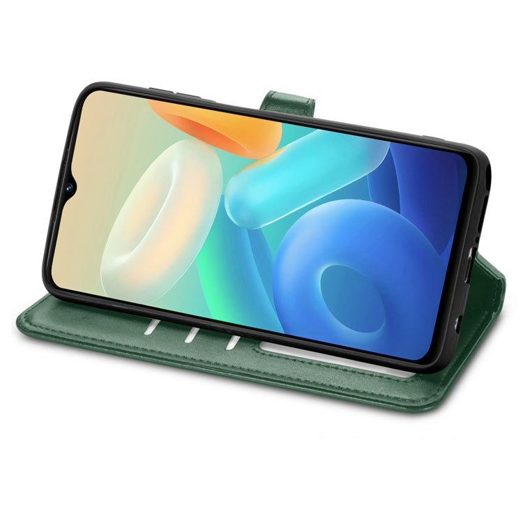 For vivo Y55 5G Retro Solid Color Buckle Leather Phone Case