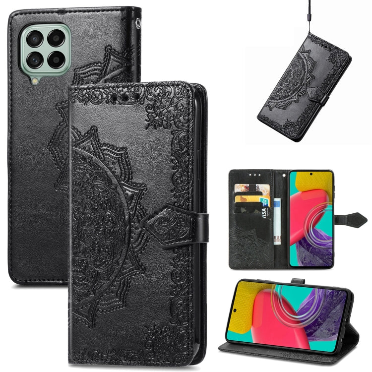 For Samsung Galaxy M53 Mandala Flower Embossed Horizontal Flip Leather Phone Case