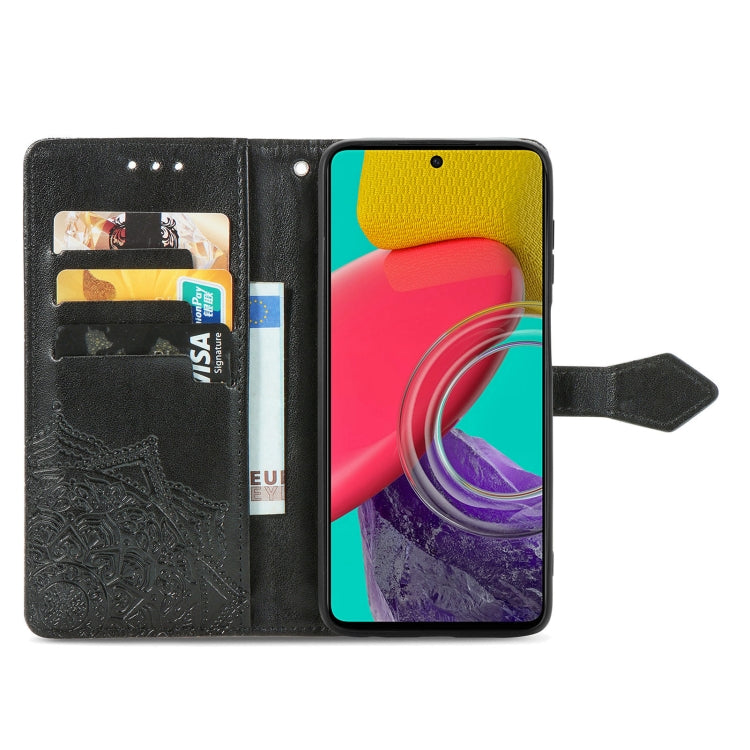For Samsung Galaxy M53 Mandala Flower Embossed Horizontal Flip Leather Phone Case