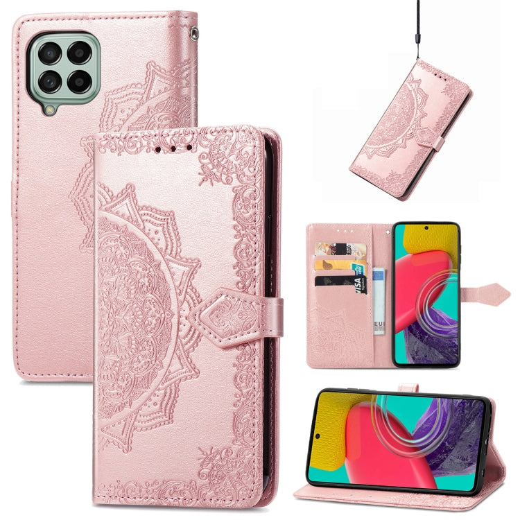 For Samsung Galaxy M53 Mandala Flower Embossed Horizontal Flip Leather Phone Case