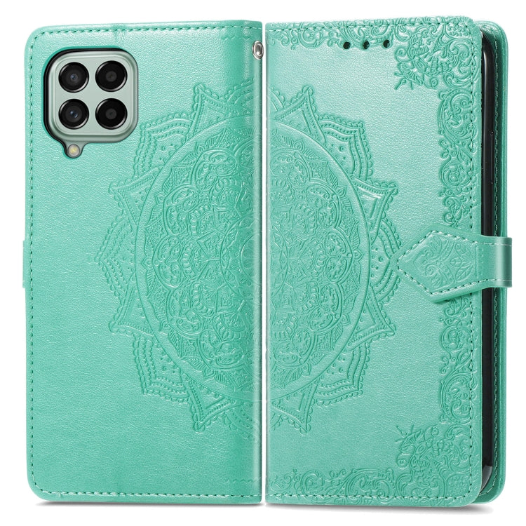 For Samsung Galaxy M53 Mandala Flower Embossed Horizontal Flip Leather Phone Case