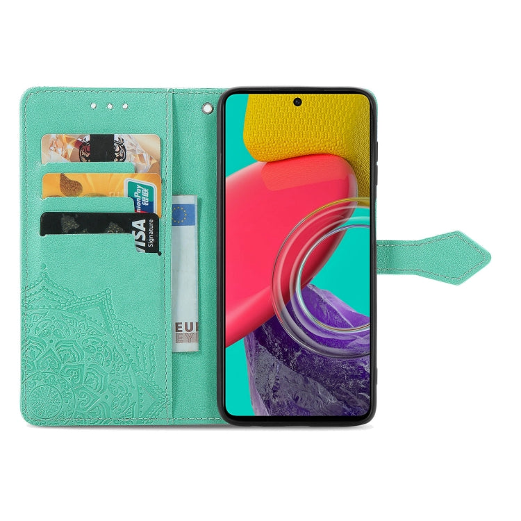 For Samsung Galaxy M53 Mandala Flower Embossed Horizontal Flip Leather Phone Case