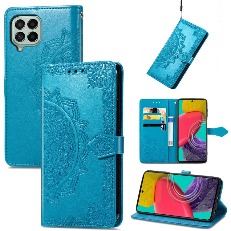 For Samsung Galaxy M53 Mandala Flower Embossed Horizontal Flip Leather Phone Case