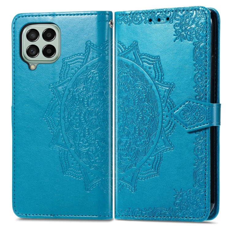 For Samsung Galaxy M53 Mandala Flower Embossed Horizontal Flip Leather Phone Case