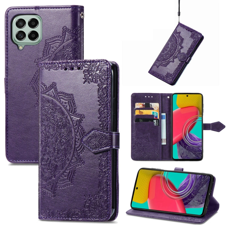 For Samsung Galaxy M53 Mandala Flower Embossed Horizontal Flip Leather Phone Case
