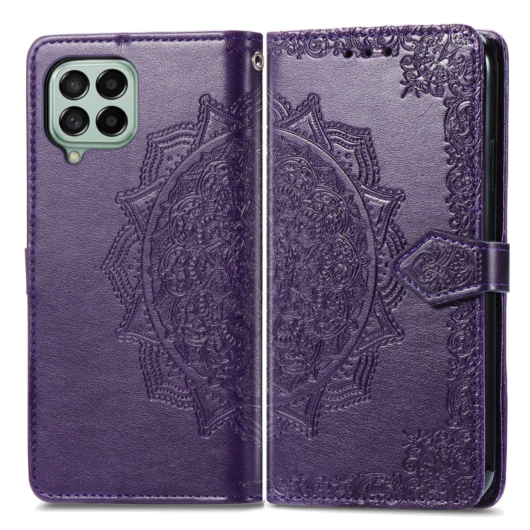 For Samsung Galaxy M53 Mandala Flower Embossed Horizontal Flip Leather Phone Case