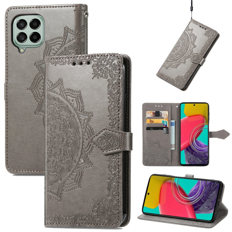 For Samsung Galaxy M53 Mandala Flower Embossed Horizontal Flip Leather Phone Case