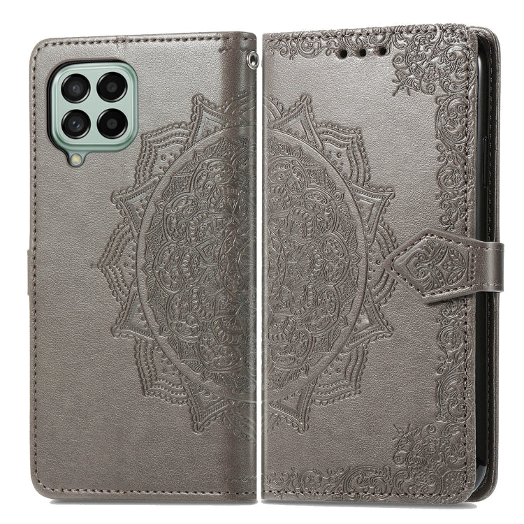 For Samsung Galaxy M53 Mandala Flower Embossed Horizontal Flip Leather Phone Case