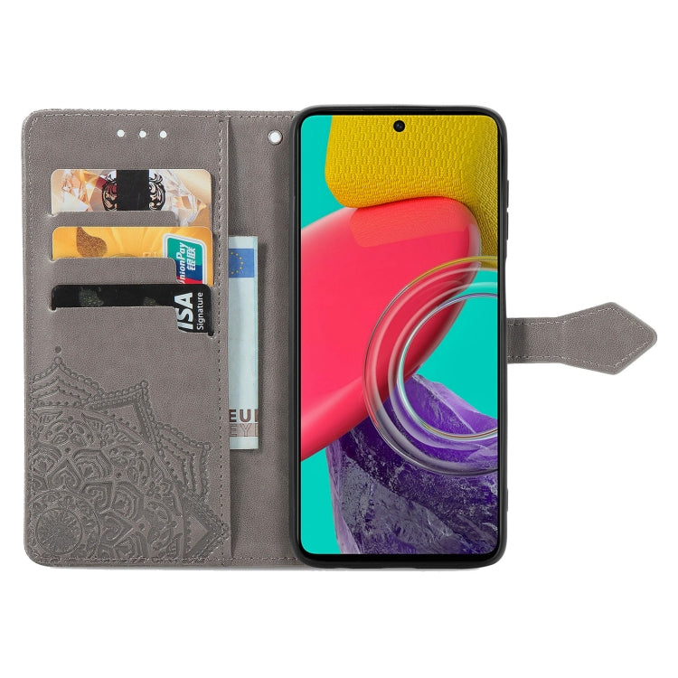 For Samsung Galaxy M53 Mandala Flower Embossed Horizontal Flip Leather Phone Case