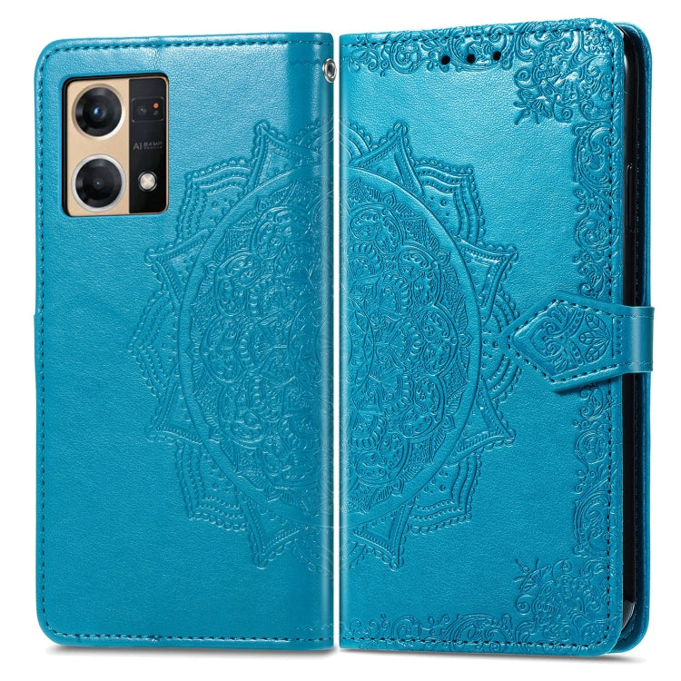 For OPPO Reno7 4G Mandala Flower Embossed Horizontal Flip Leather Phone Case