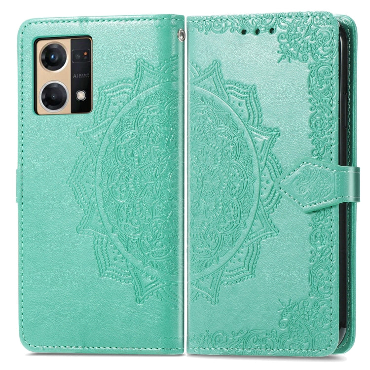 For OPPO Reno7 4G Mandala Flower Embossed Horizontal Flip Leather Phone Case