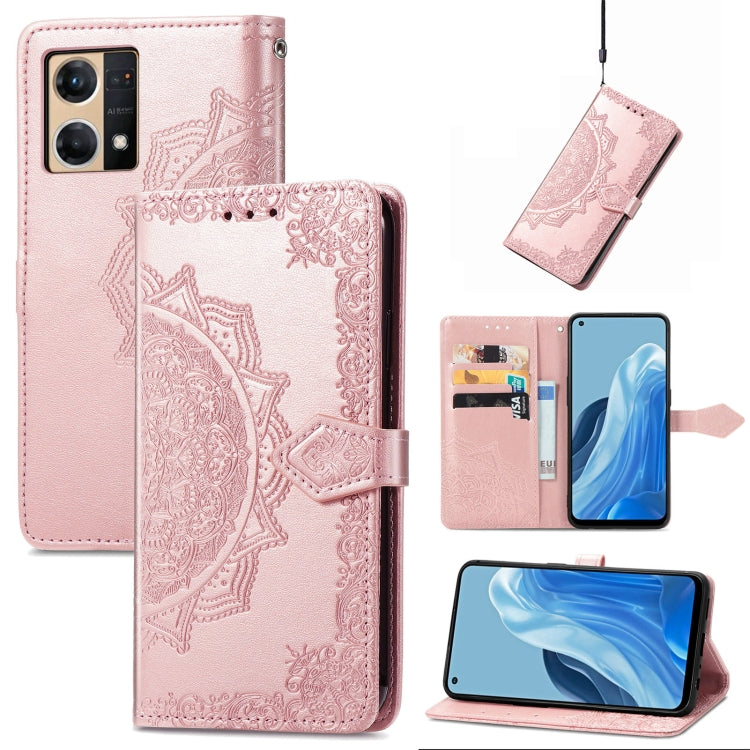 For OPPO Reno7 4G Mandala Flower Embossed Horizontal Flip Leather Phone Case